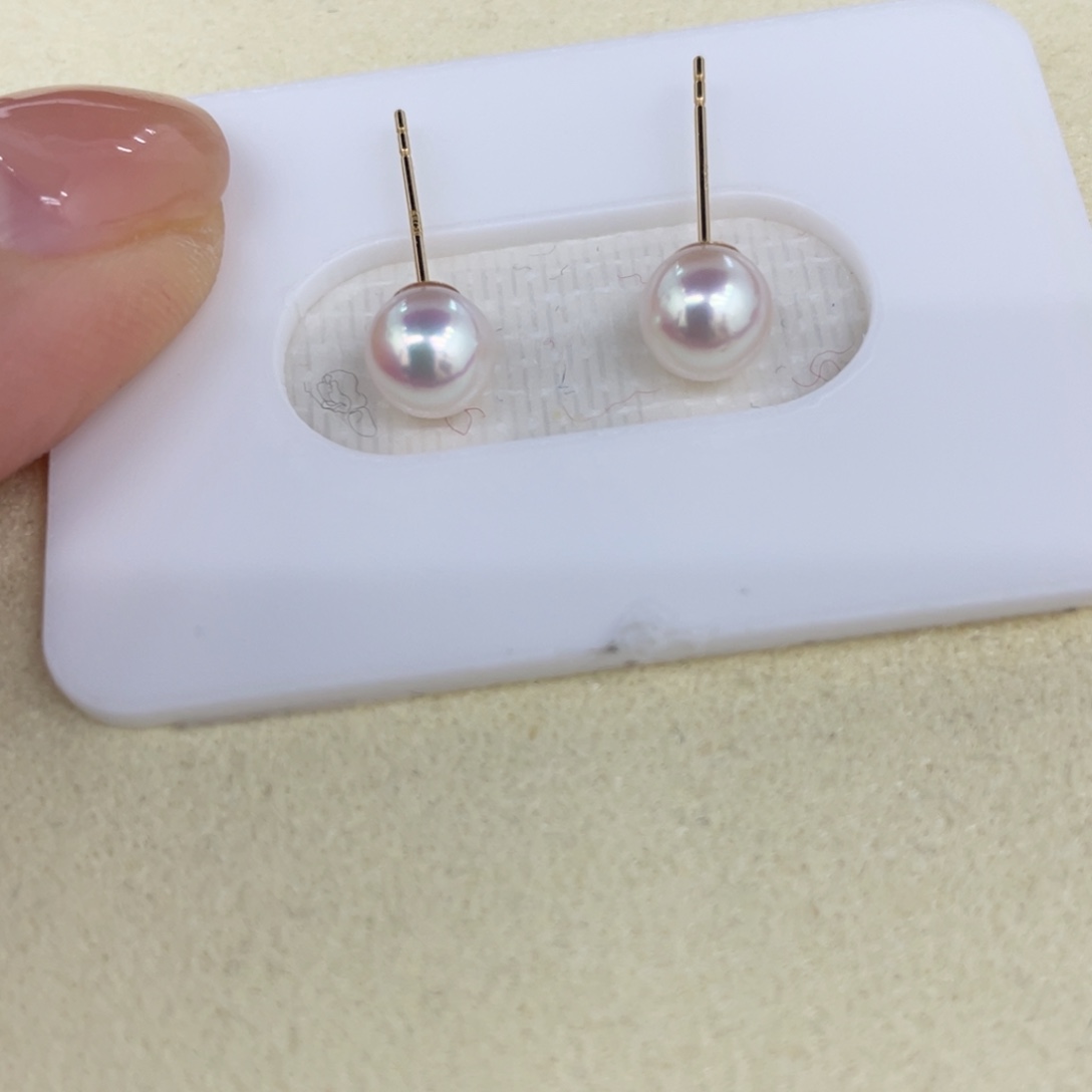 耳饰18K金镶嵌海水珍珠天女6/7毫米