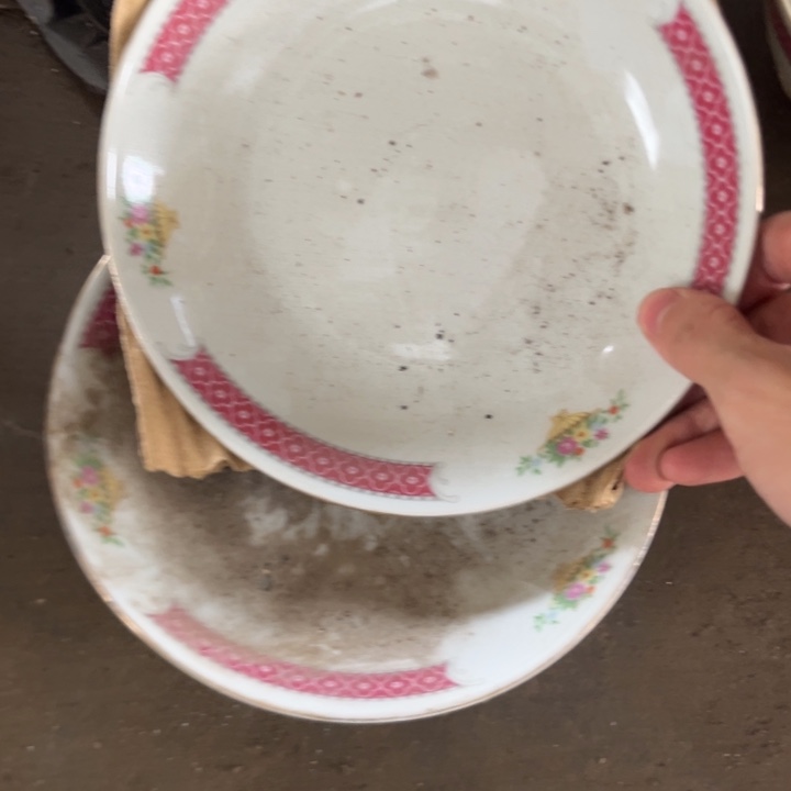 八九十年代高岭土盘碗碟有矿点D379 7英寸窝盘