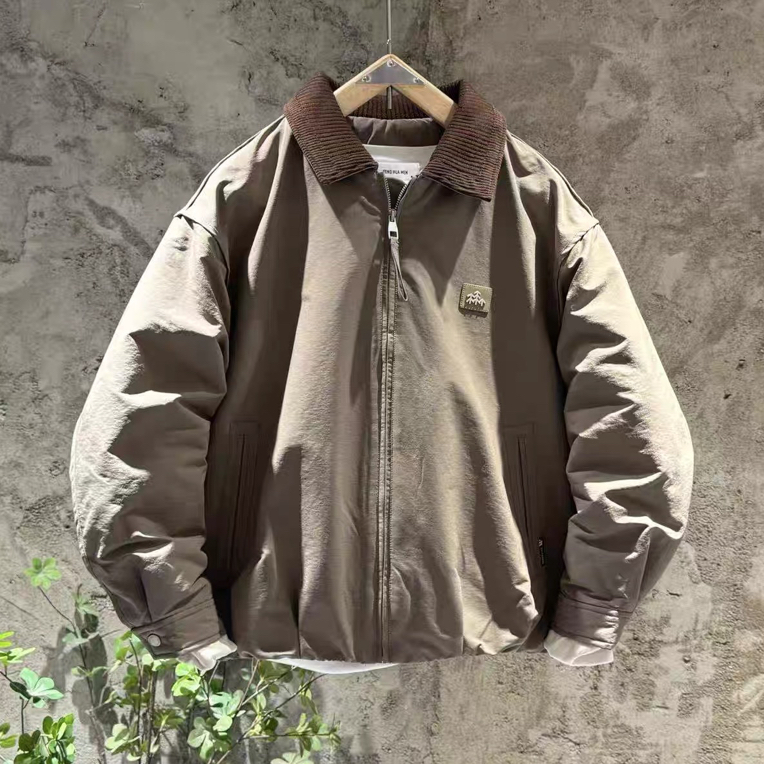 美式翻领拼接轻薄羽绒服男士冬季潮流休闲90白鸭绒衬衫领保暖2533