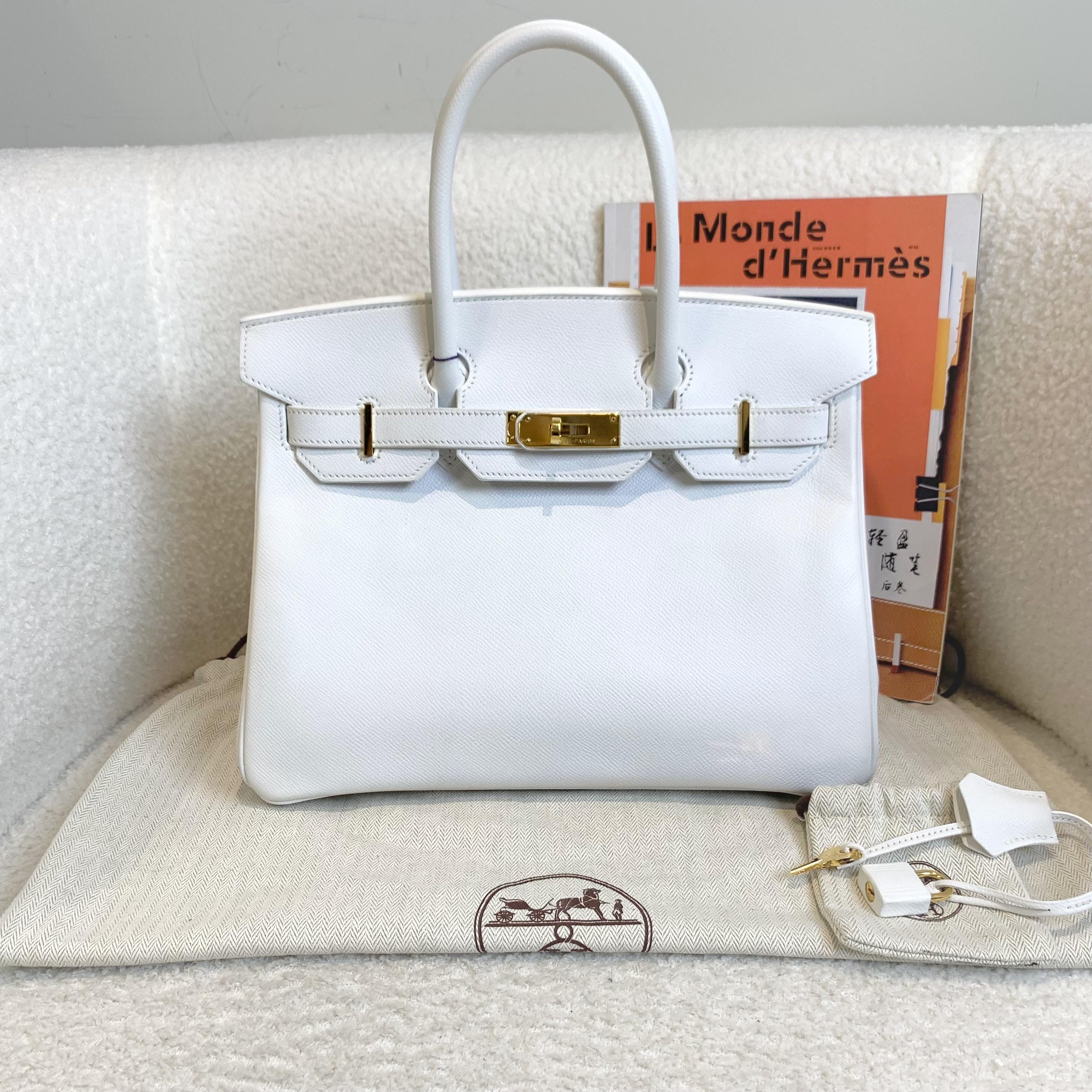 99新 Hermes/爱马仕 壹臻/纯白金扣birkin30包 框P ep 64183697 