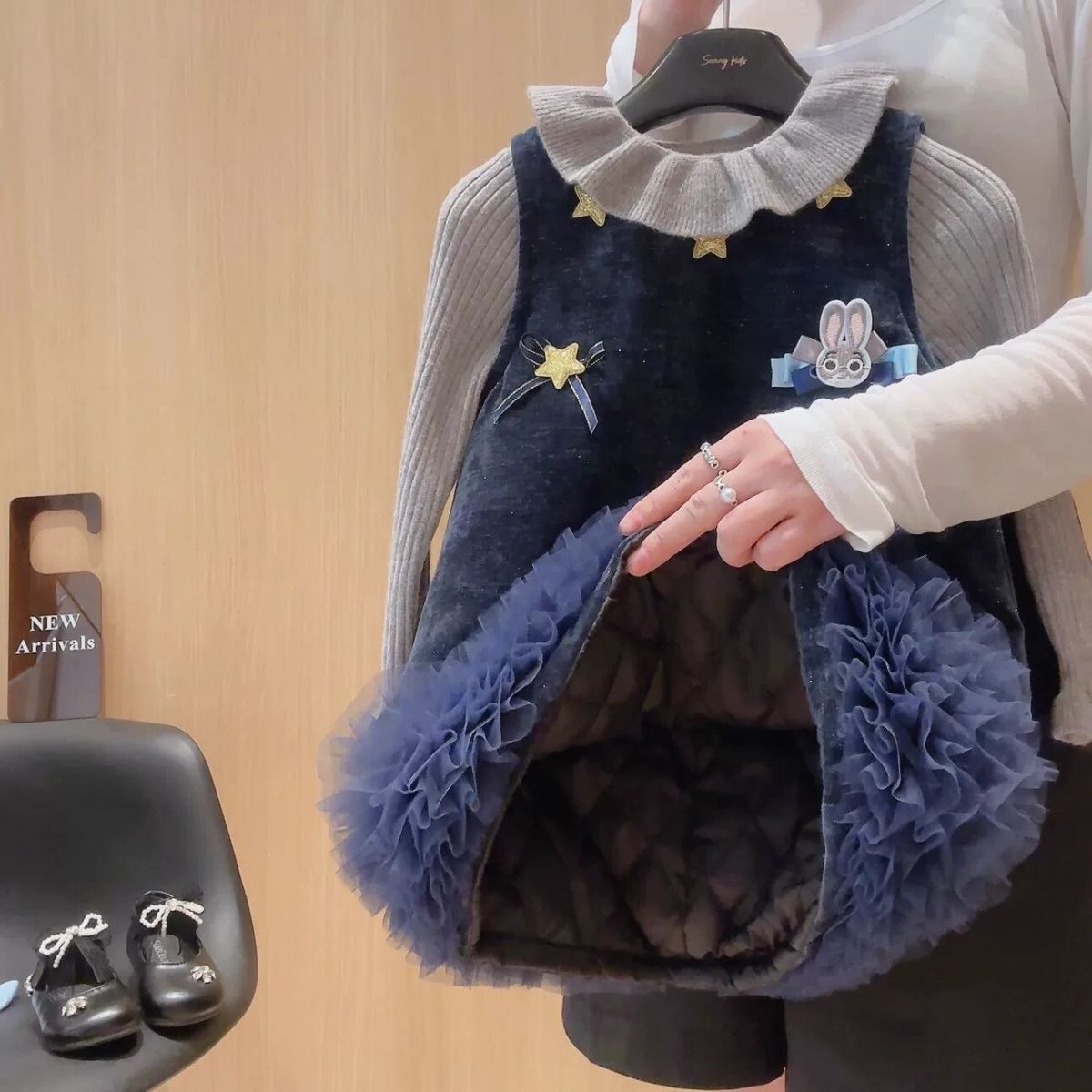 YeeHoO/英氏【断码】女童兔子警官夹棉连衣裙2025冬季加厚新款宝