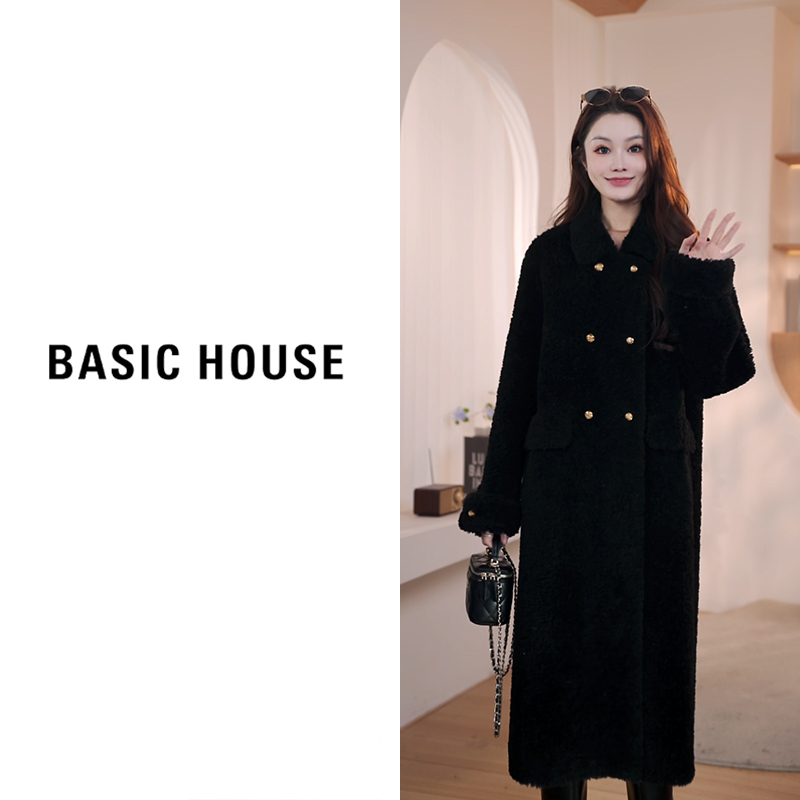 Basic House/百家好2025年新款羊羔毛外套女B1295B50B32（衣长105）