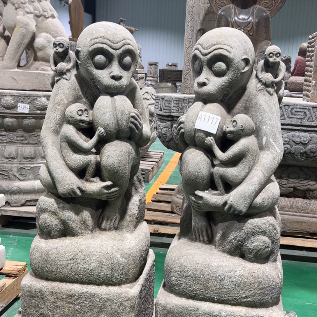 天然青石，竞拍不包邮，猴子一对