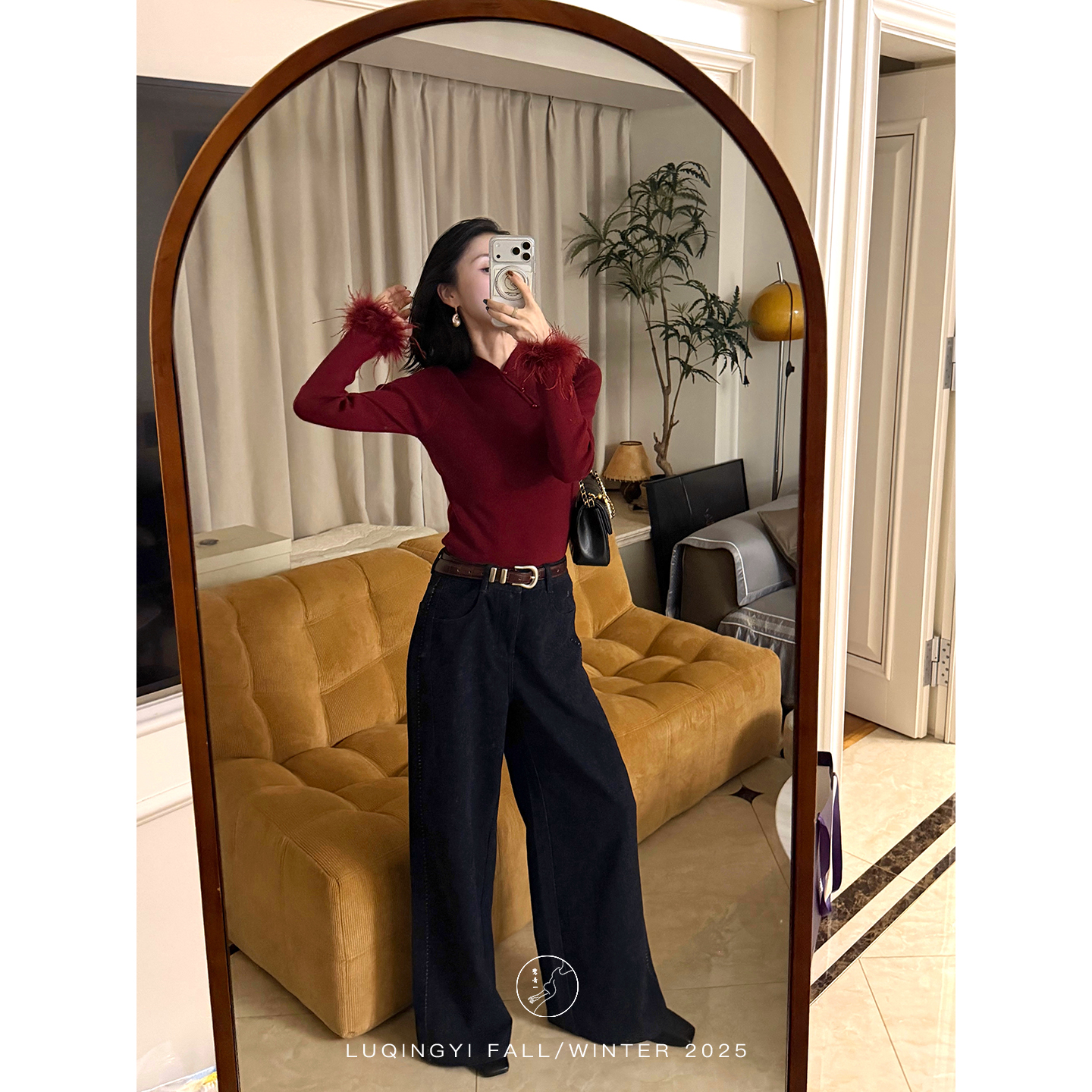 鹭青一原创【拾录】精梳长绒棉宽松直筒牛仔裤L25N7640B