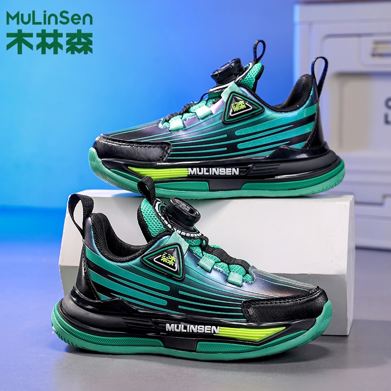 木林森童鞋2025新款皮面防水儿童鞋中大童防滑耐磨户外休闲运动鞋