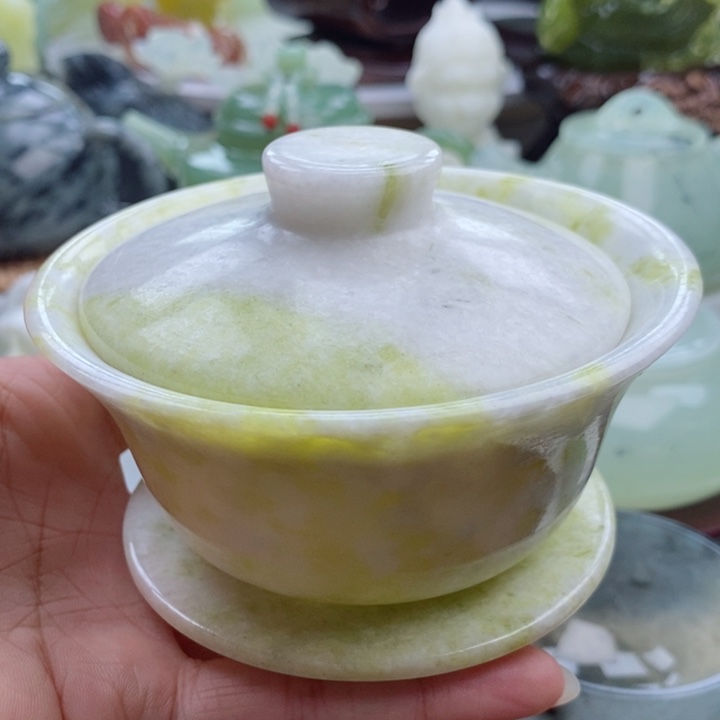 岫玉四大名玉盖碗未镶嵌