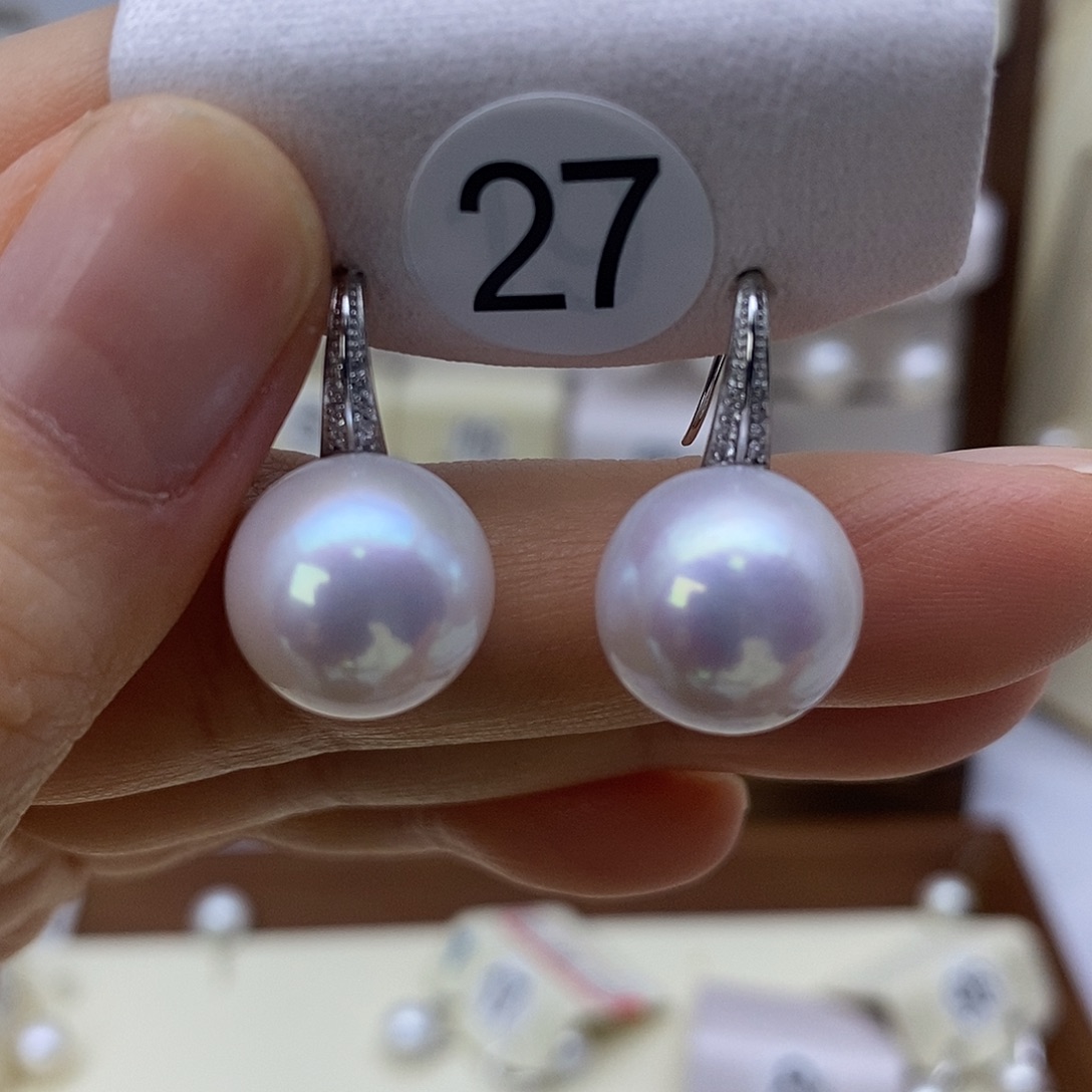 淡水珍珠耳饰银S925镶嵌