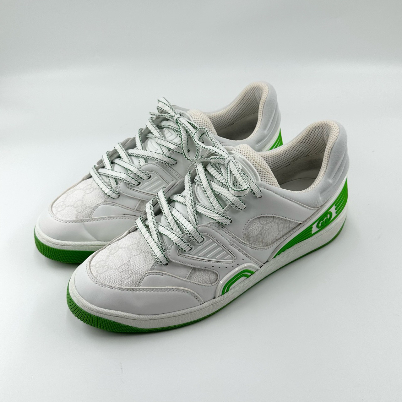 95新 GUCCI/古驰 42码/basket白绿低帮板鞋/带盒/5000