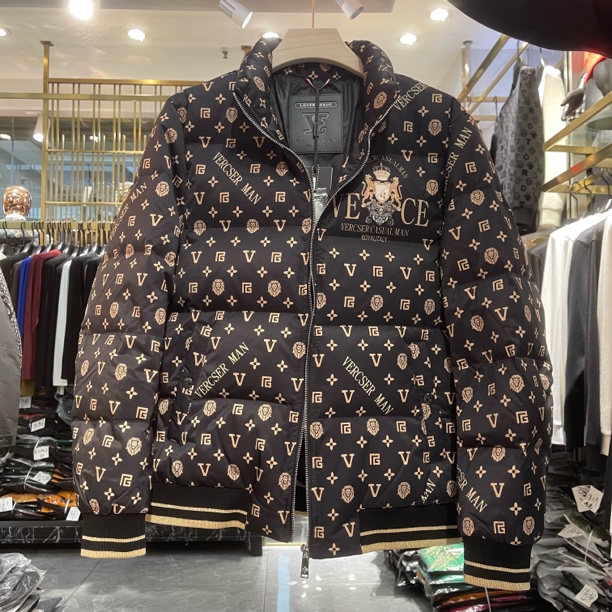 9868CR欧货.男士印花欧版羽绒服90白鸭绒