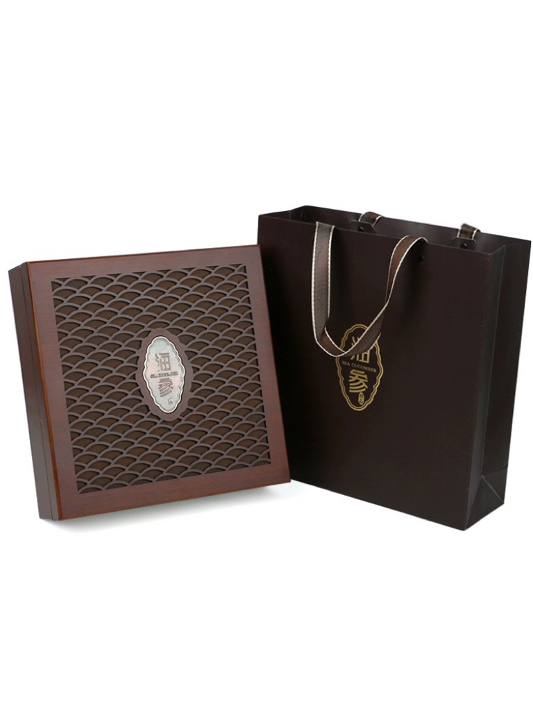 新款海参木制鱼纹 空礼盒