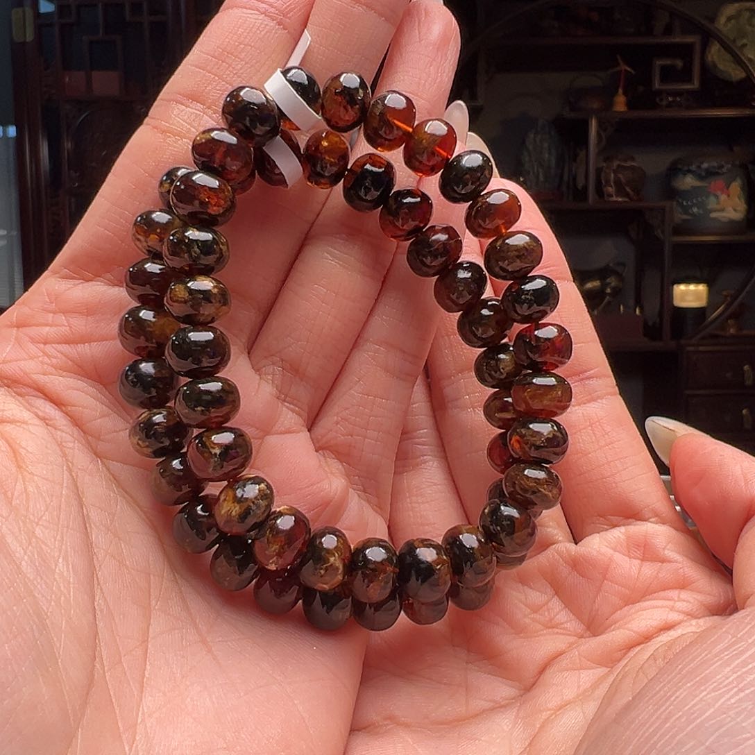 琥珀裸石未镶嵌抚顺琥珀20342-1多样性发其一9mm