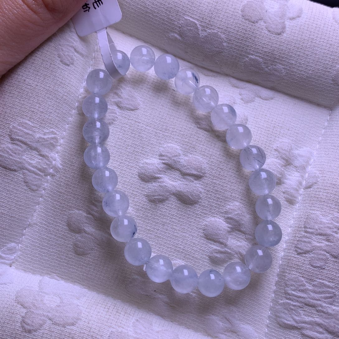 水晶手链未镶嵌蓝兔毛7+