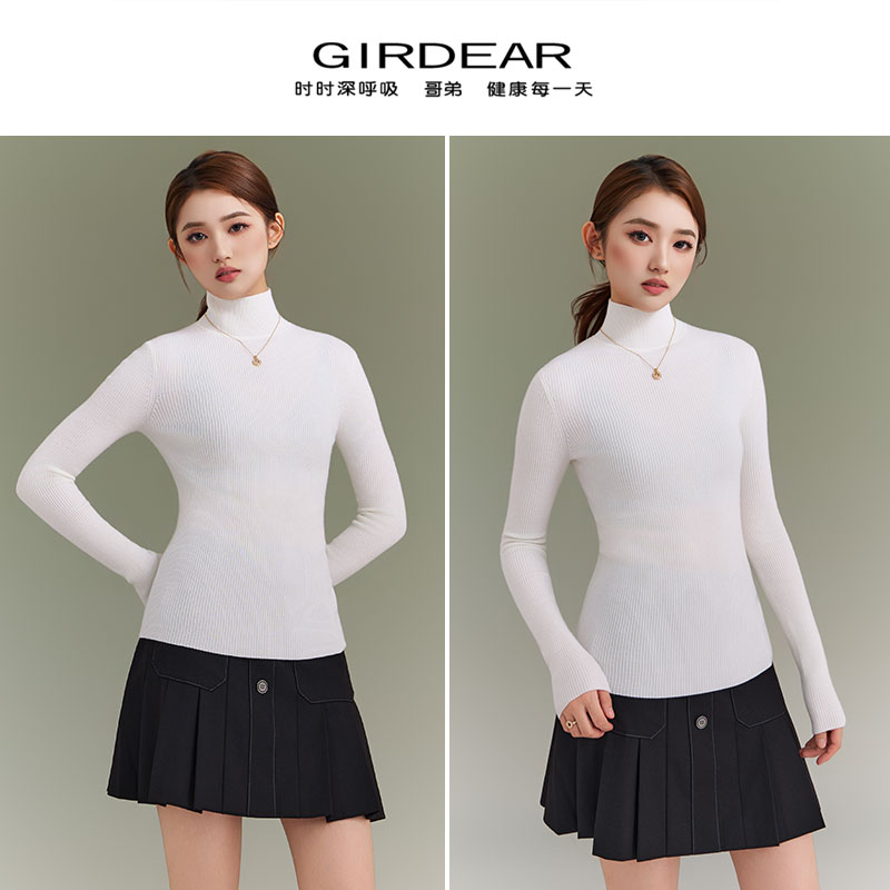 GIRDEAR/哥弟冬季新款气质时尚百搭羊毛长袖针织衫138097