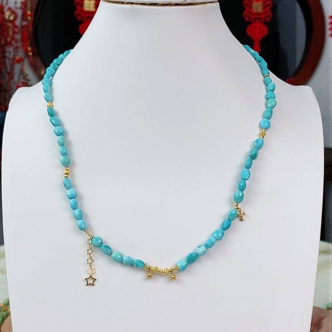 绿松石珠宝奇石18K金镶嵌