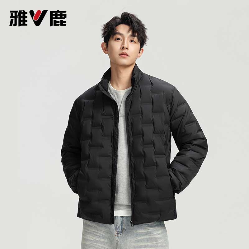 雅鹿男装秋冬男士轻薄立领羽绒服便携保暖薄款短款冬装外套