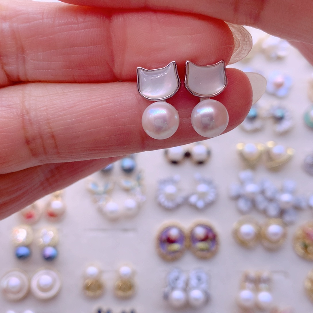 合金淡水珍珠耳饰