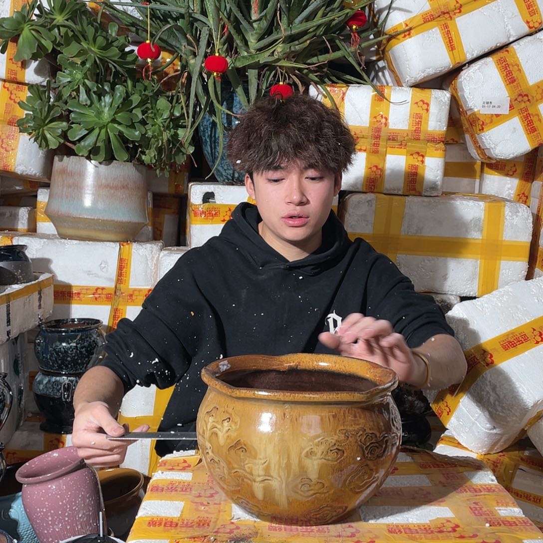 无铅玻璃宜兴紫砂花盆