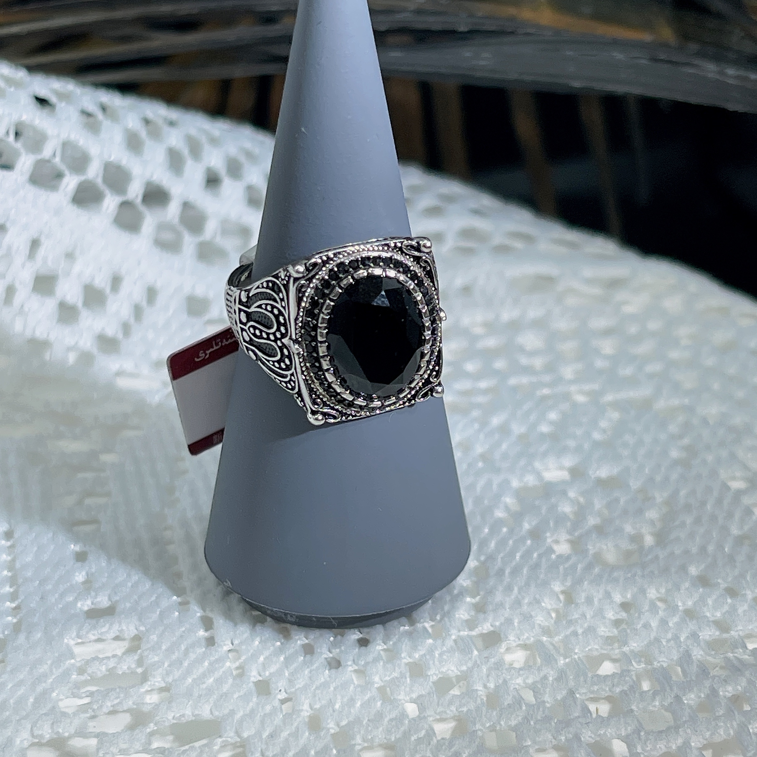 925银琉璃戒指 99银戒指男士手工气质轻奢时尚复古红色中古镶嵌