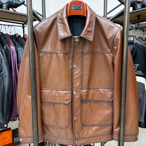 ZXT男士真皮皮衣西班牙进口胎牛皮油蜡工艺商务休闲时尚LL25085