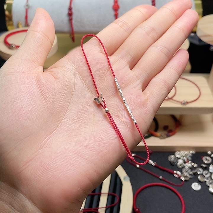 布艺足银碎银脚链