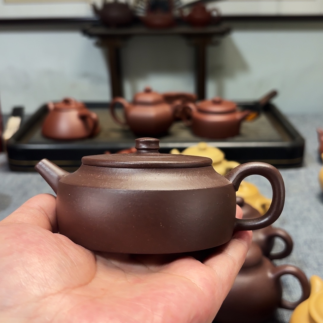 全手工紫泥周盘壶