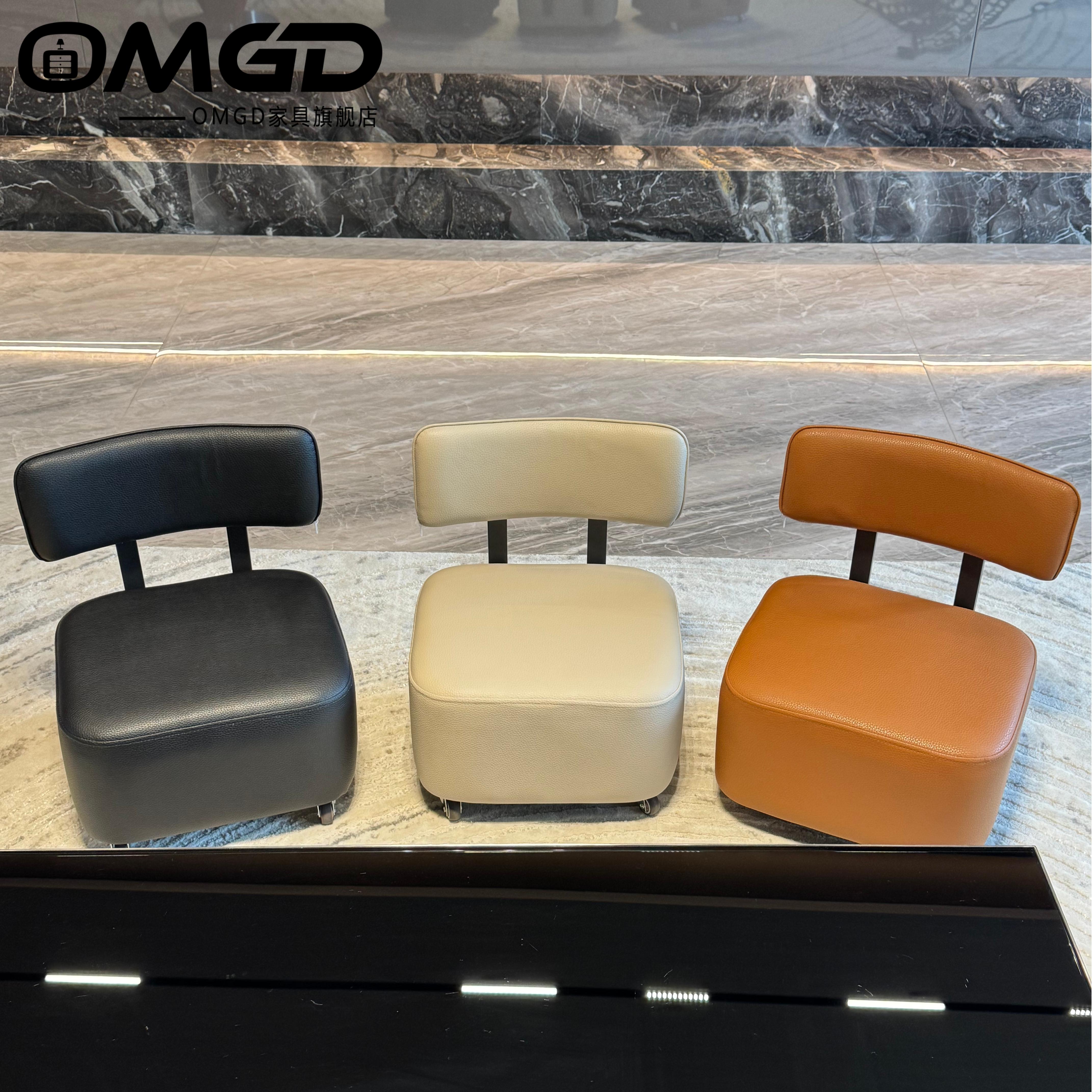 北欧轻奢儿童复古溜溜凳滑轮椅客厅沙发换鞋凳万向静音靠背滑轮凳