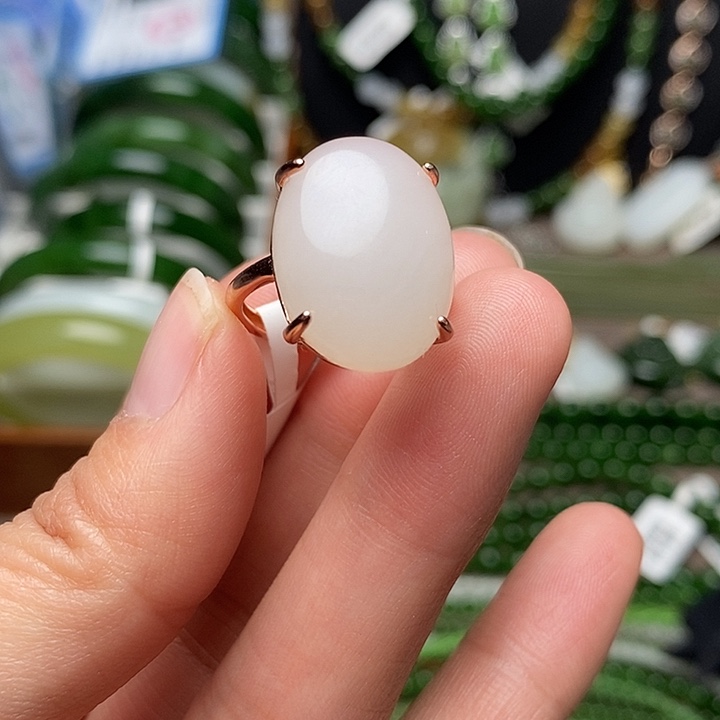 和田玉银S925镶嵌戒指