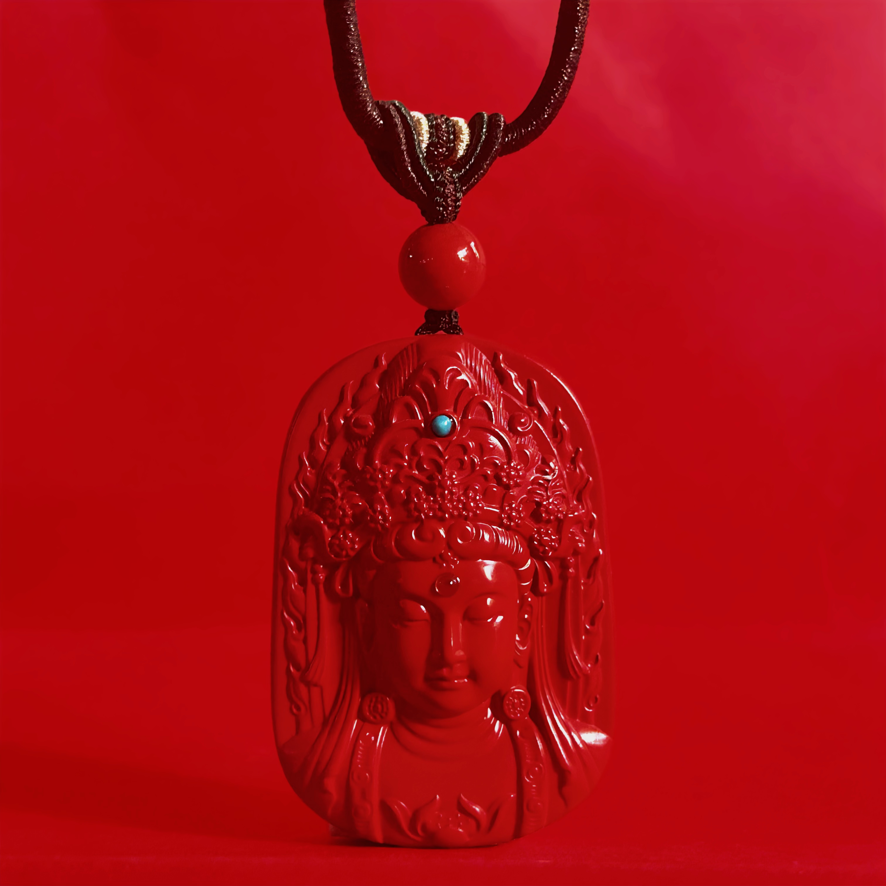 含辰砂工艺品朱砂观音吊坠