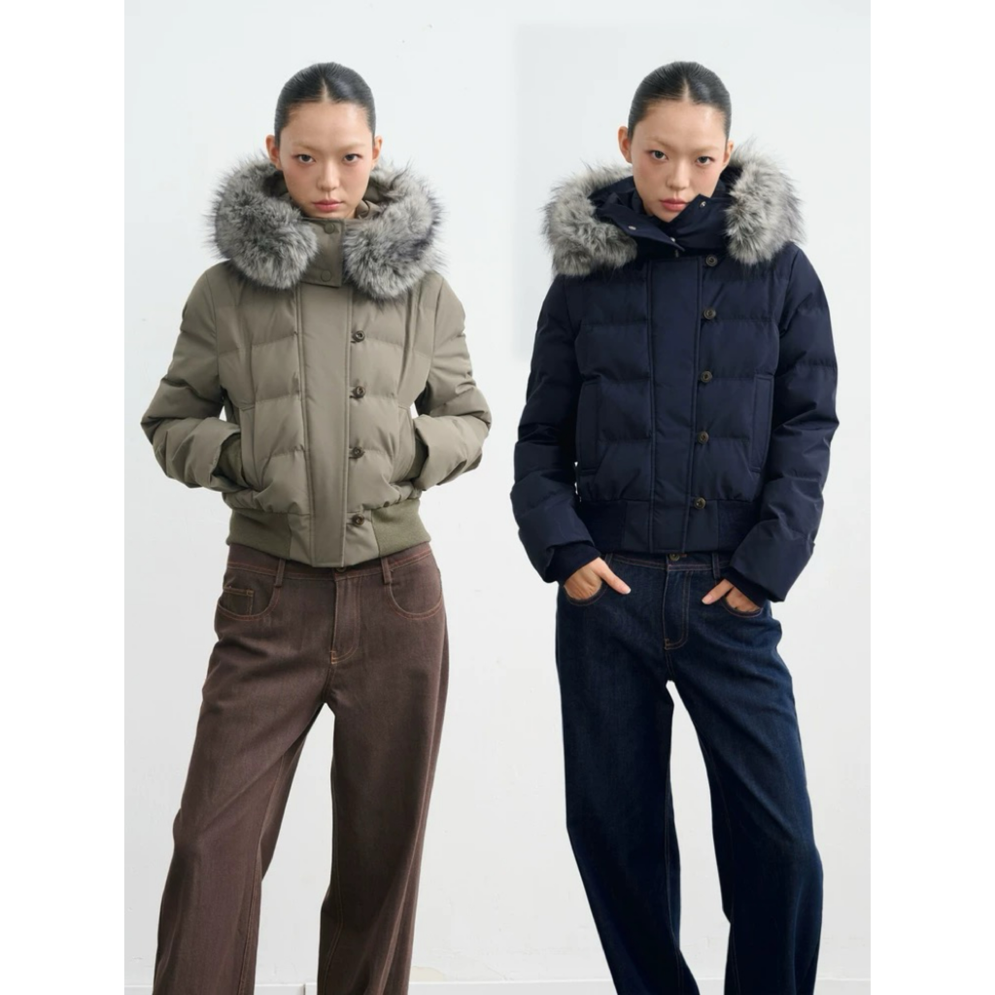 LINY LIBERTY 25AW 可拆卸毛领连帽棉服外套W16259114