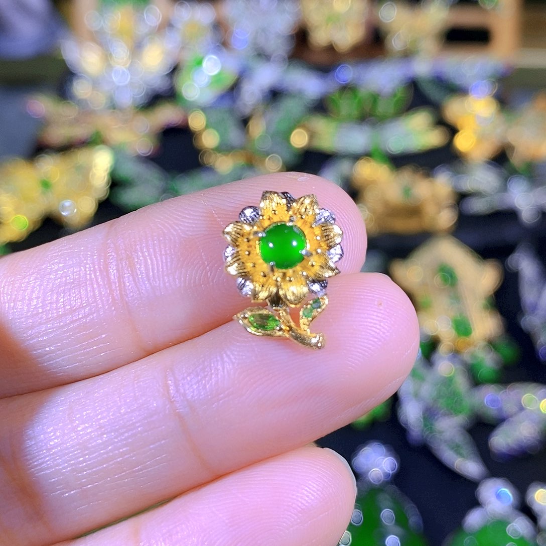 吊坠(不含链)银S925镶嵌翡翠