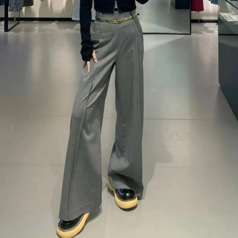 【商场同款】春夏新款宽松高腰休闲直筒阔腿裤长裤女5100375