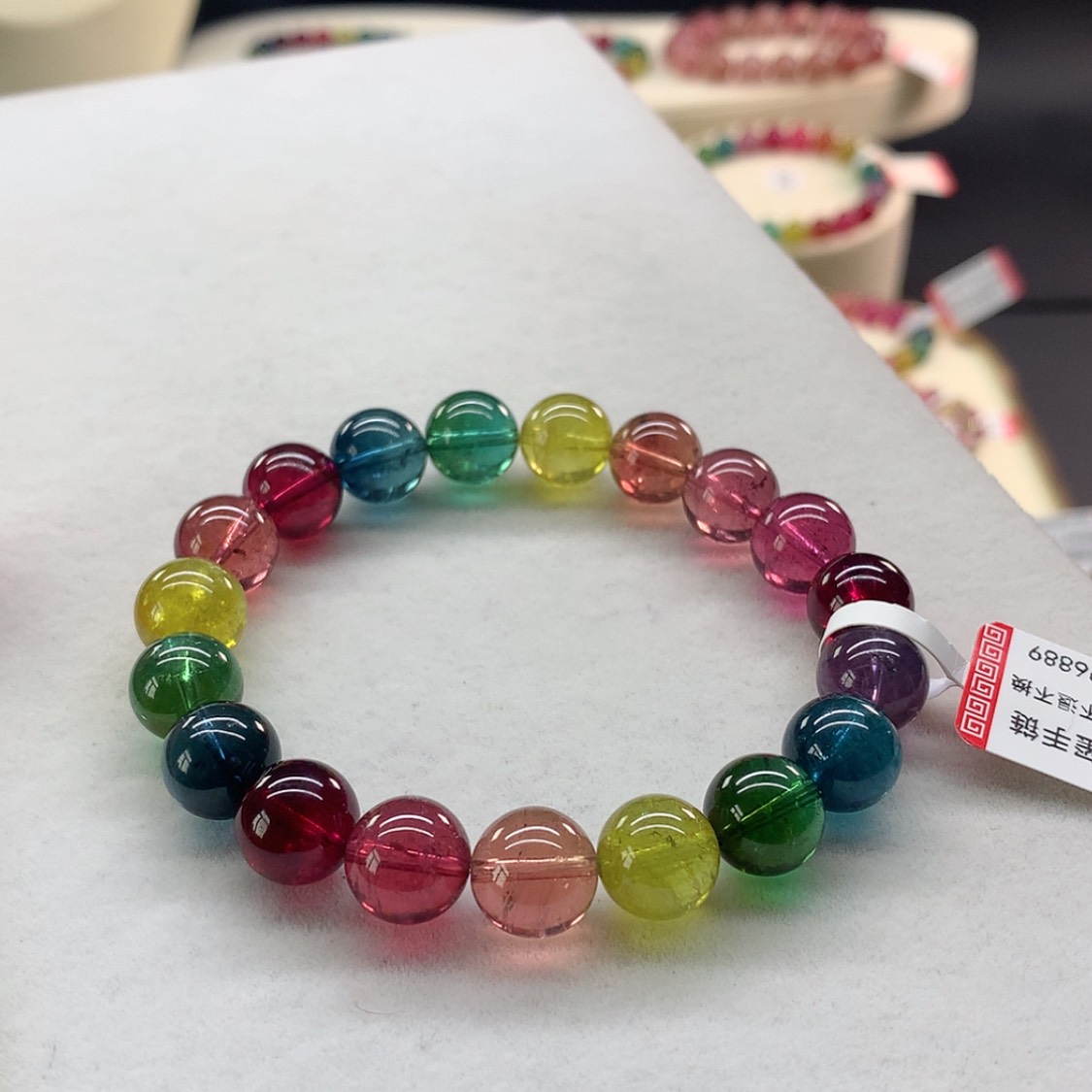 【闪购商品】手链未镶嵌碧玺艳丽色标单圈10.3