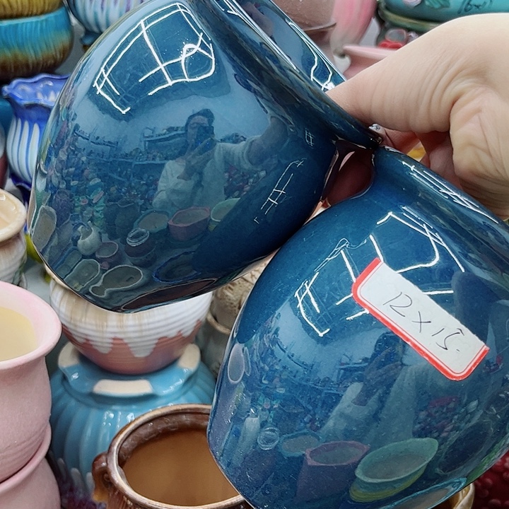 多肉绿植陶瓷花盆9.9包邮，有孔