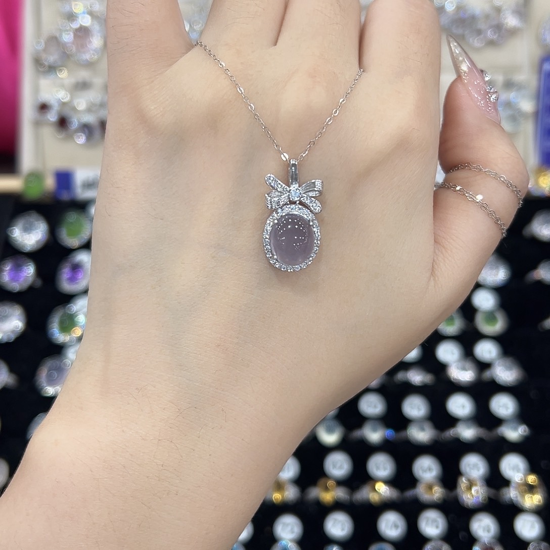 萤石颈饰银S925镶嵌