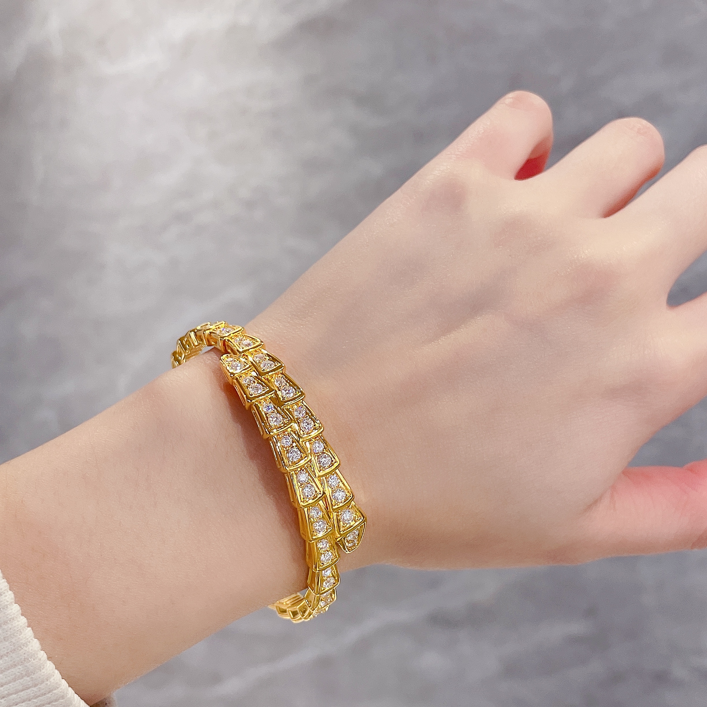 足金999 黄金饰品 5D镶嵌莫桑003手镯 轻奢时尚百搭