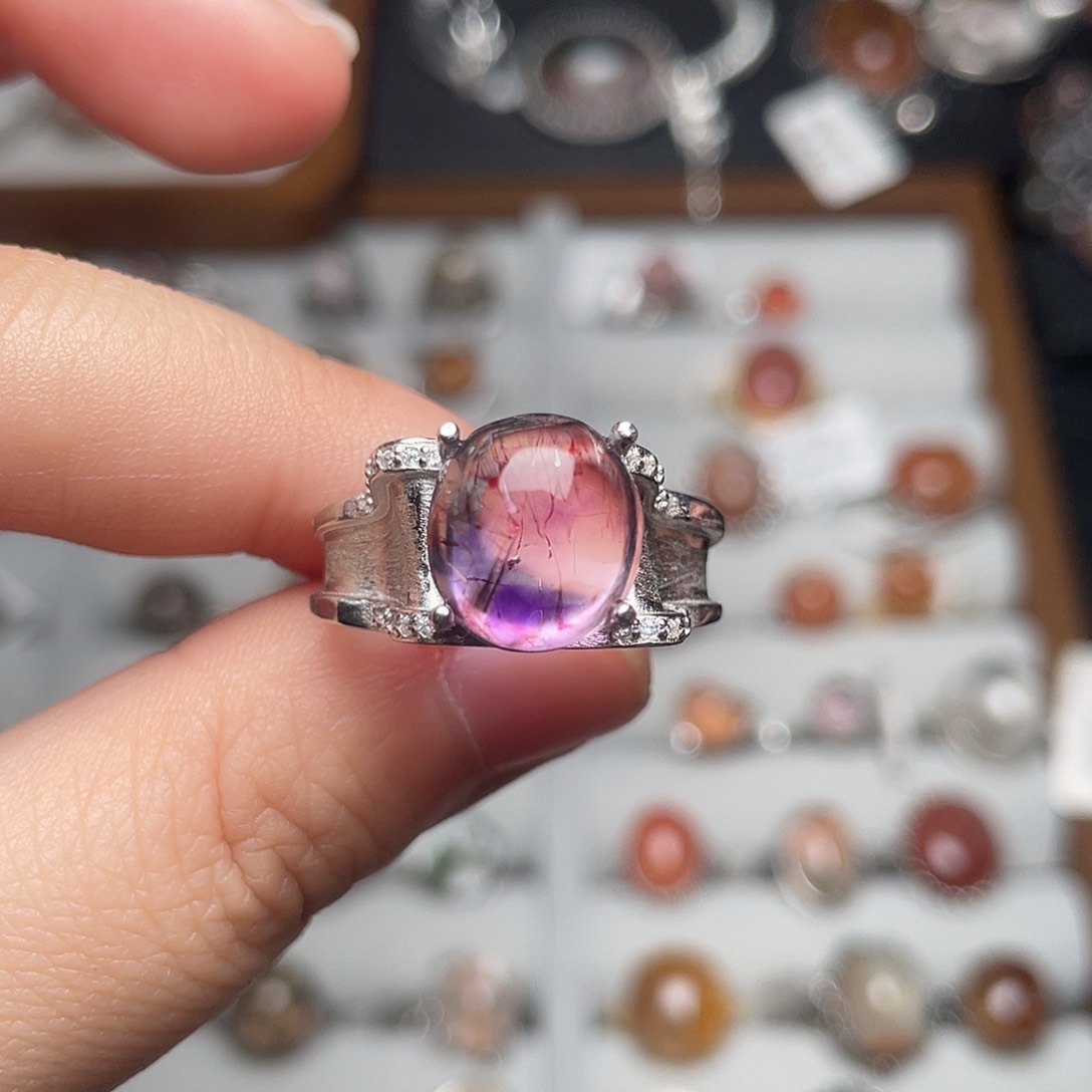 水晶戒指银S925镶嵌兔*恪