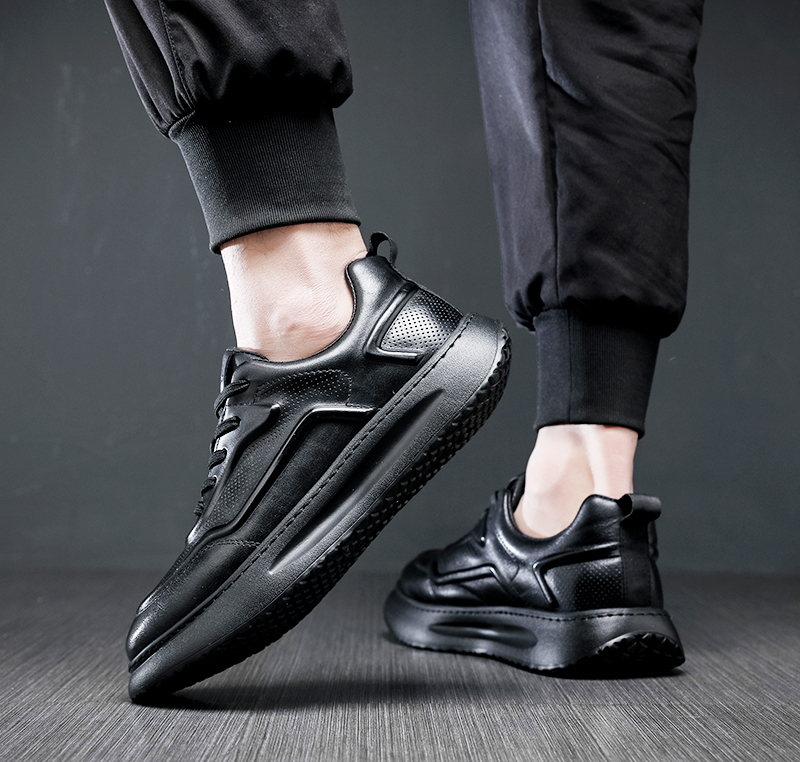 3013-1冬季男士头层牛皮休闲皮鞋商务皮鞋正装增高加绒保暖