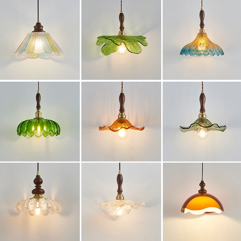 法式中古风玻璃餐厅复古卧室灯阳台吧台咖啡厅床头中古风灯具