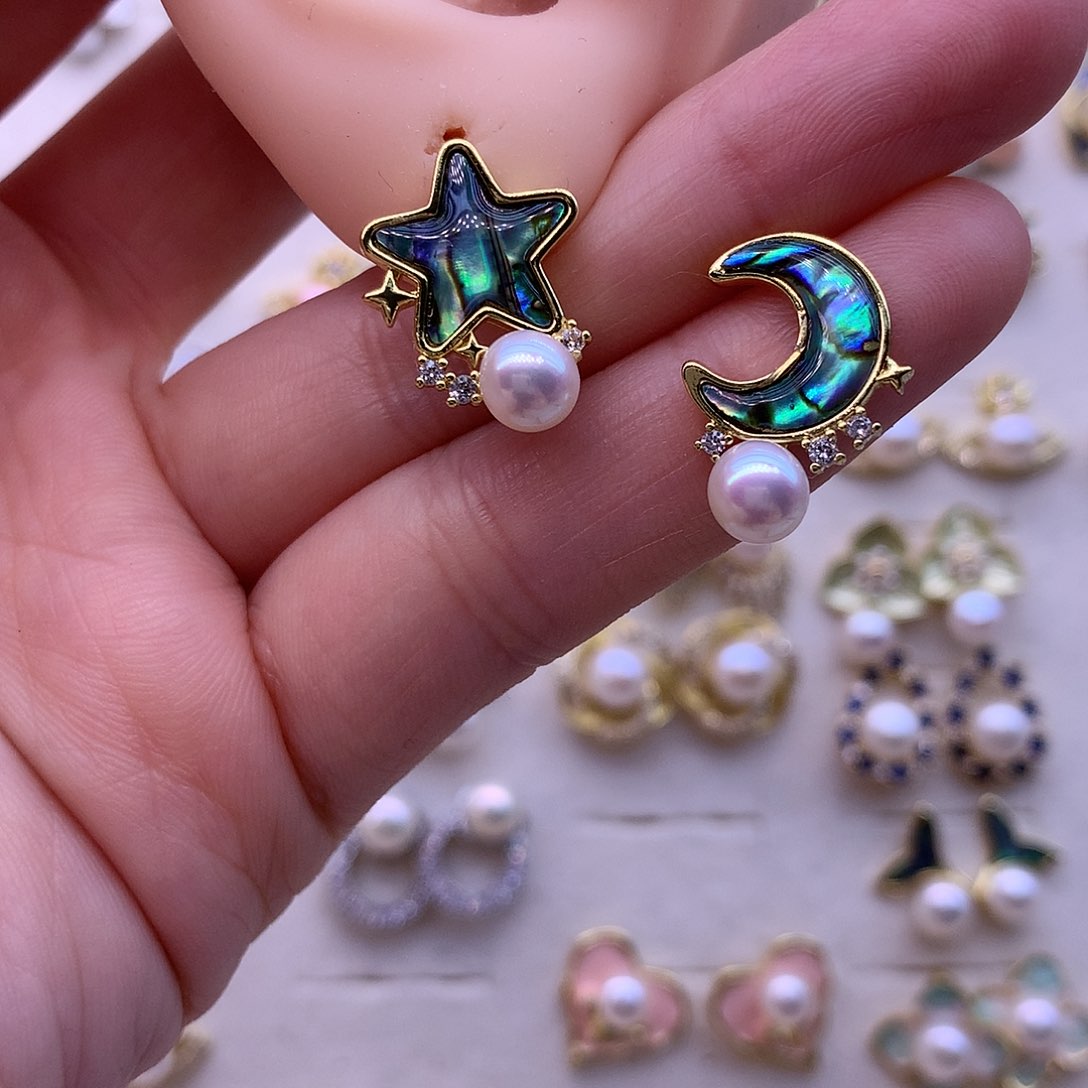 淡水珍珠耳饰合金