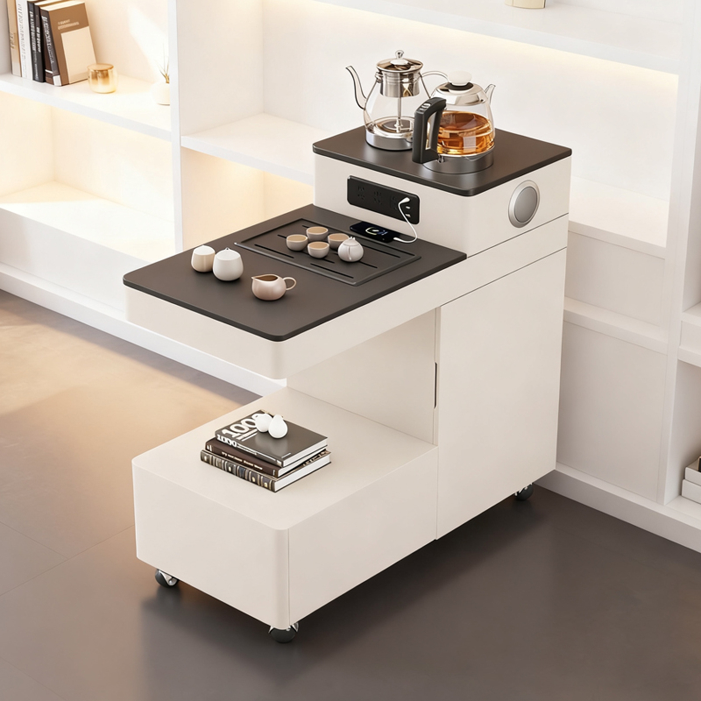 实木可移动茶几自动上水烧水壶一体茶台边几柜家用新款沙发侧边柜