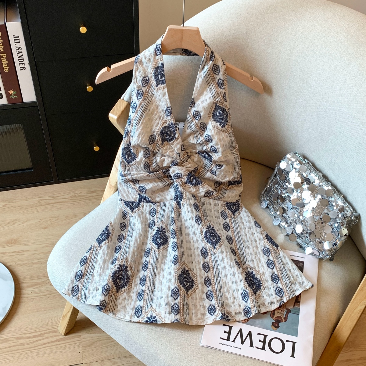 0185挂脖吊带背心女夏季外穿别致独特扭结无袖上衣