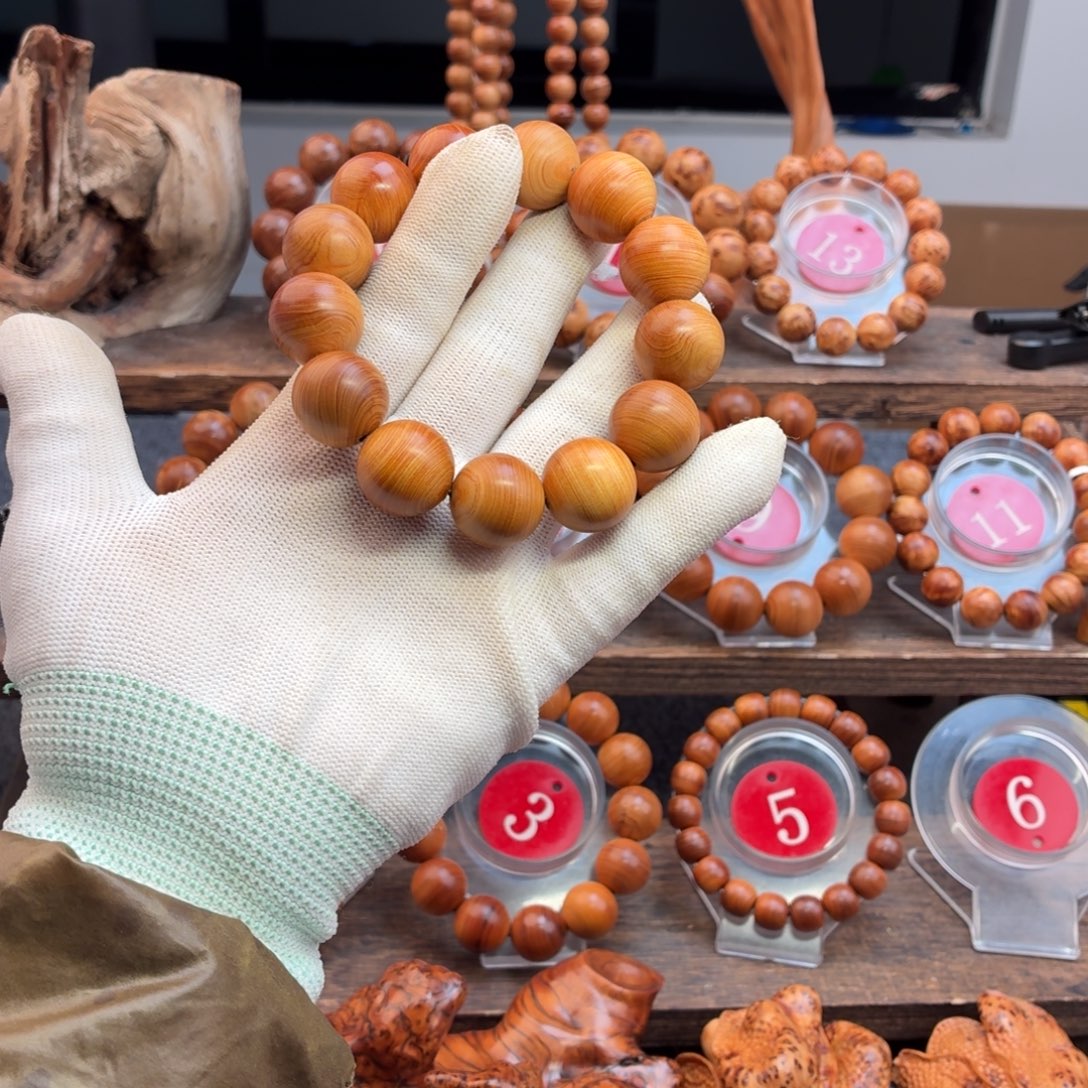 鶴***柏木（崖柏）手串/手链18蚕丝纹