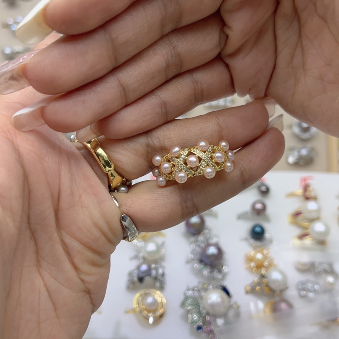 (***声戒指淡水珍珠合金