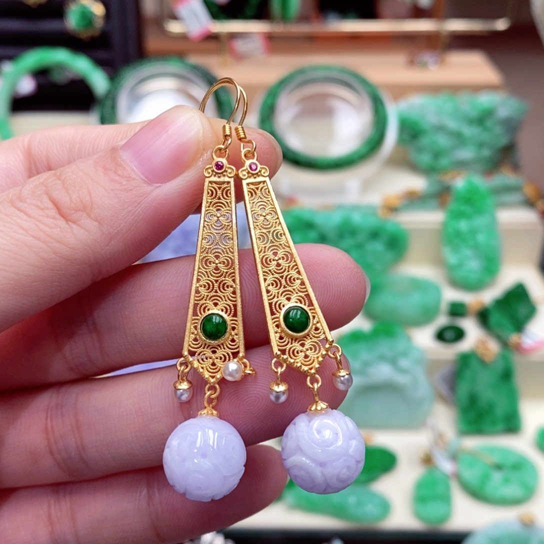 未镶嵌翡翠耳饰富**生翡翠耳饰