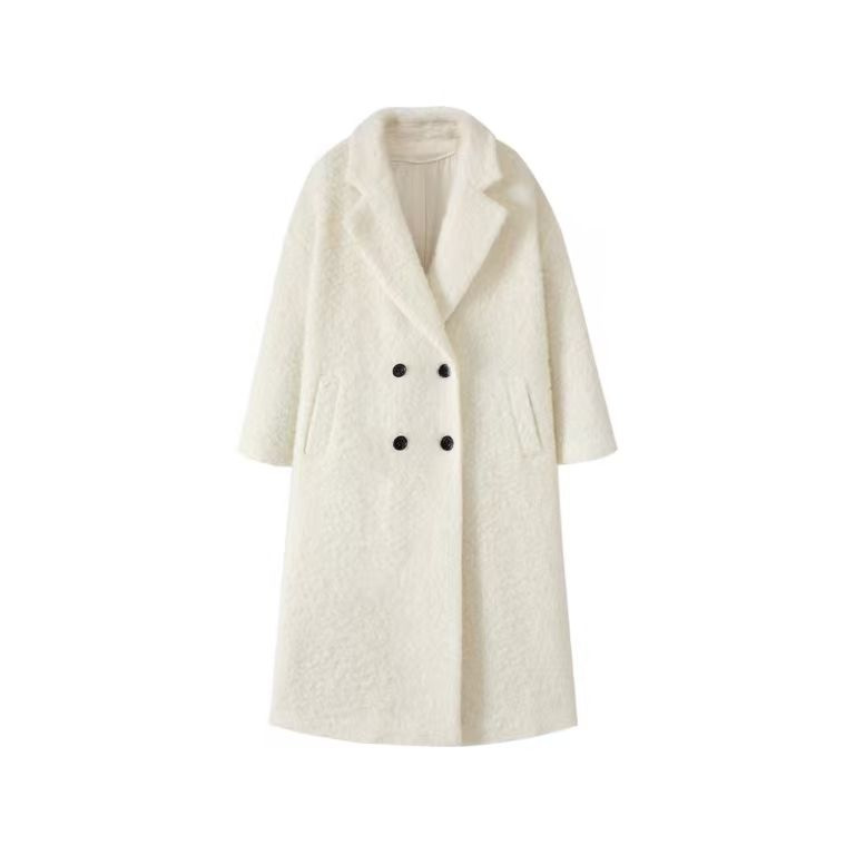 【HUO TEME】长款毛呢外套轻奢秋冬长袖巴黎风大衣外套双面呢9876