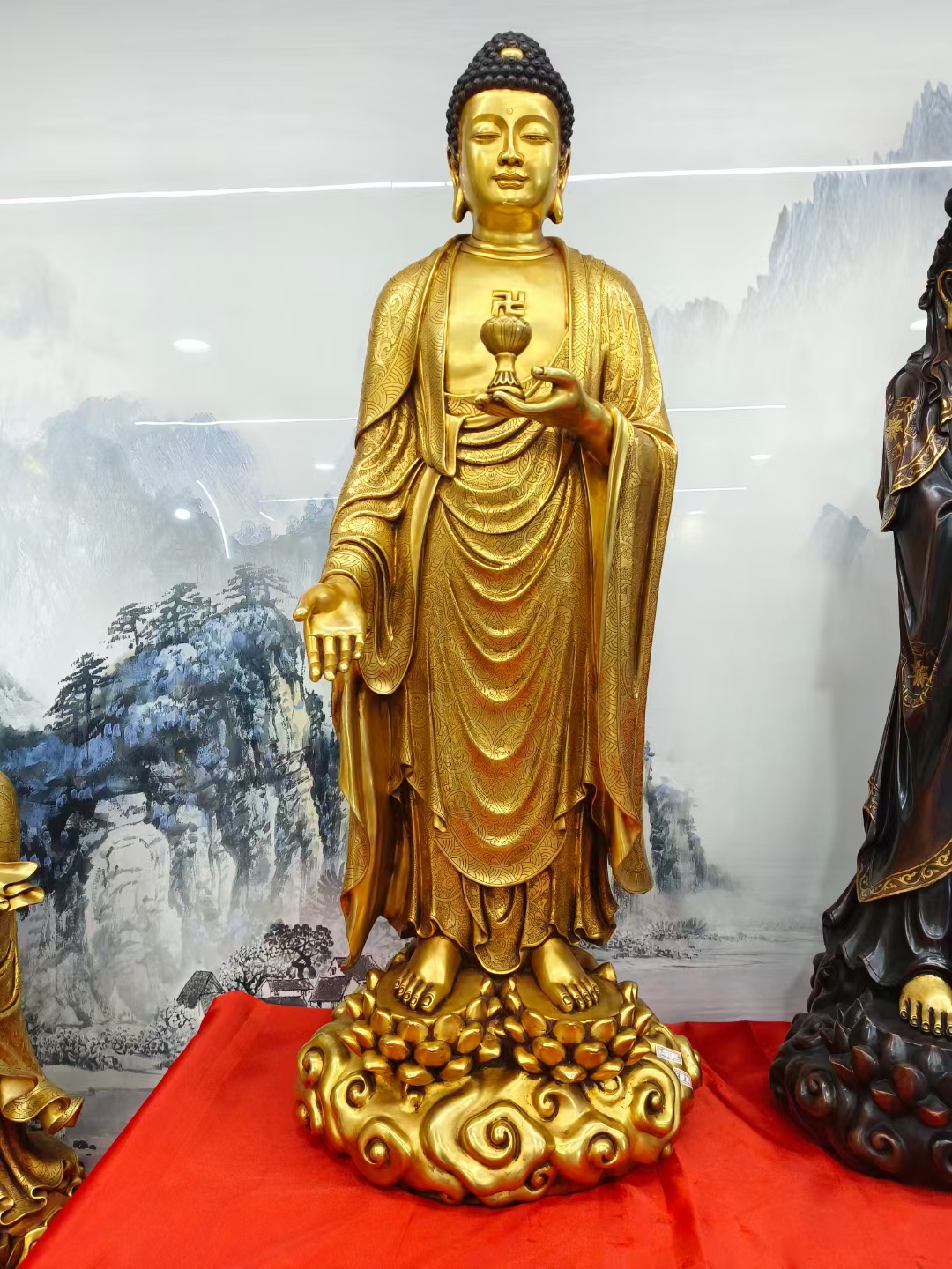 精铸紫铜鎏金阿弥陀佛站象 高101cm