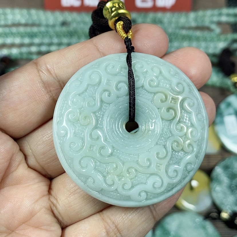 【闪购商品】翡翠颈饰未镶嵌玉吊坠翡翠玉双面仿古平安扣