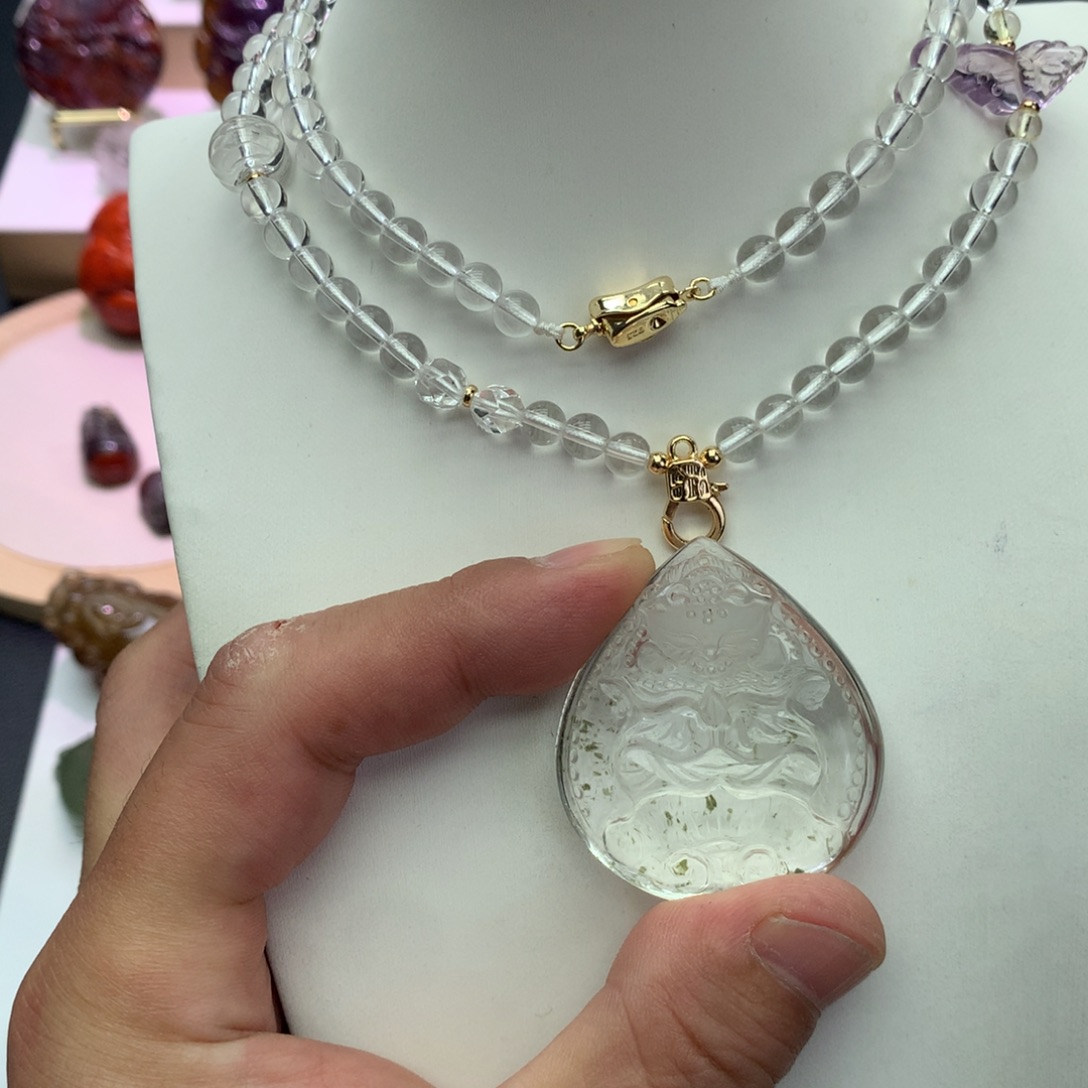 水晶未镶嵌颈饰吊坠