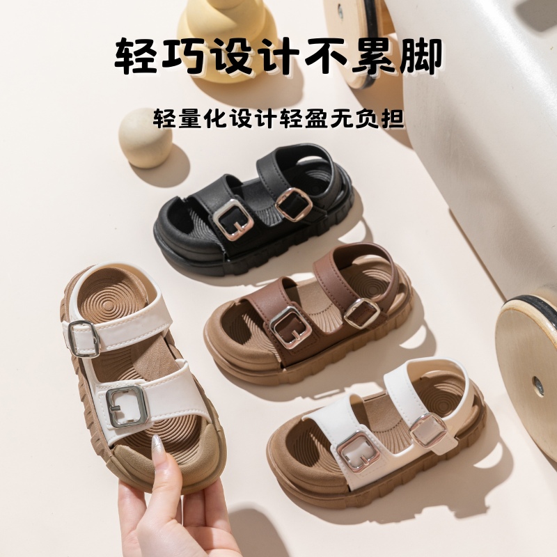 女童凉鞋2025新款夏防滑软底女孩中大童魔术贴小童鞋宝宝沙滩凉鞋