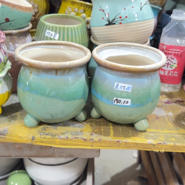 凑9块包邮，有孔，陶瓷花盆